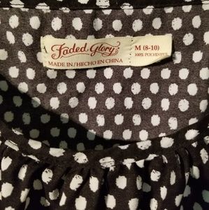 Faded Glory Flowy Top in Black and White Polka Dot